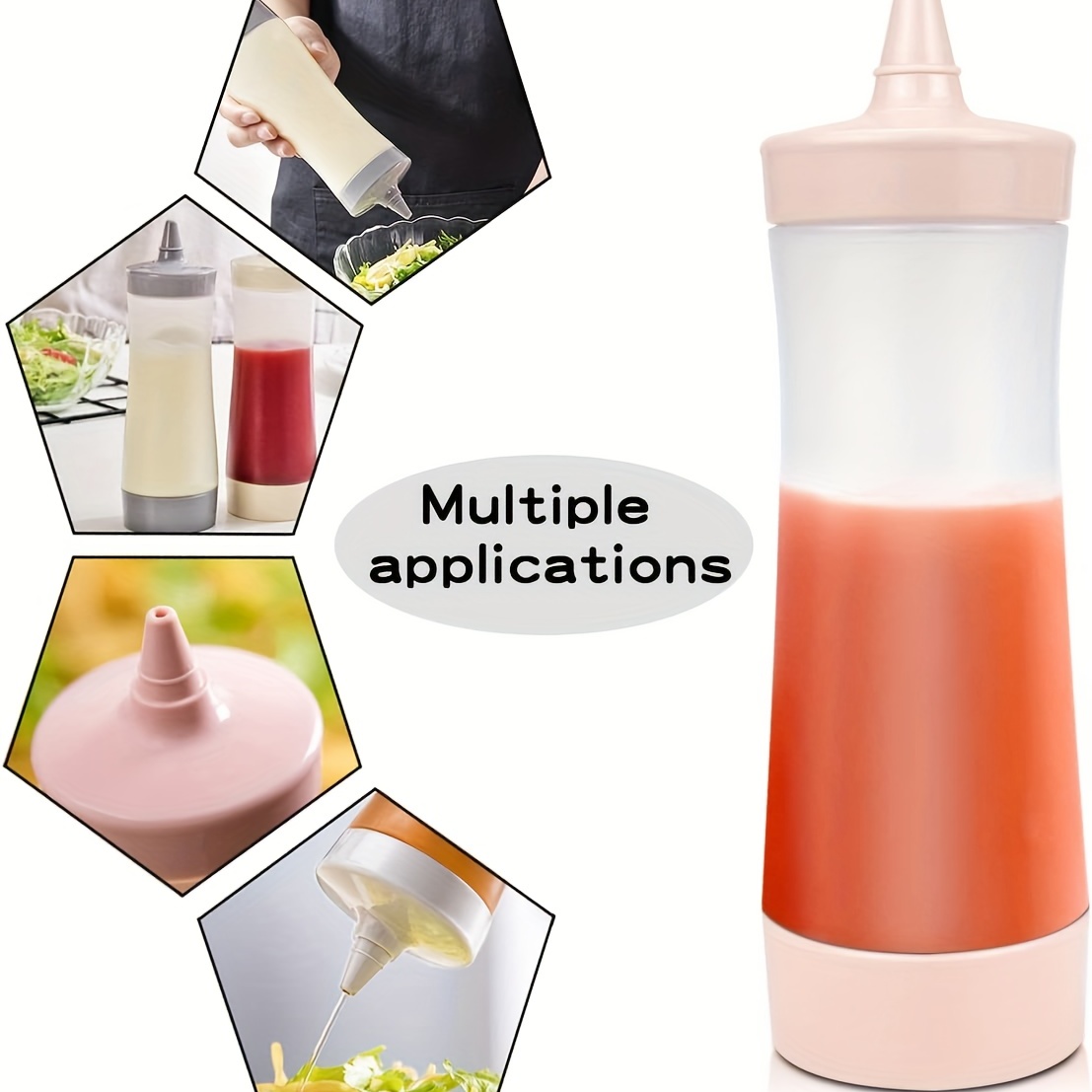 3pcscondiment Squeeze Bottle, Multifunction Plastic Salad Dressing Bottle,leak  Proof Refillable Condiment Containerfor Home,kitchen,camping - Temu