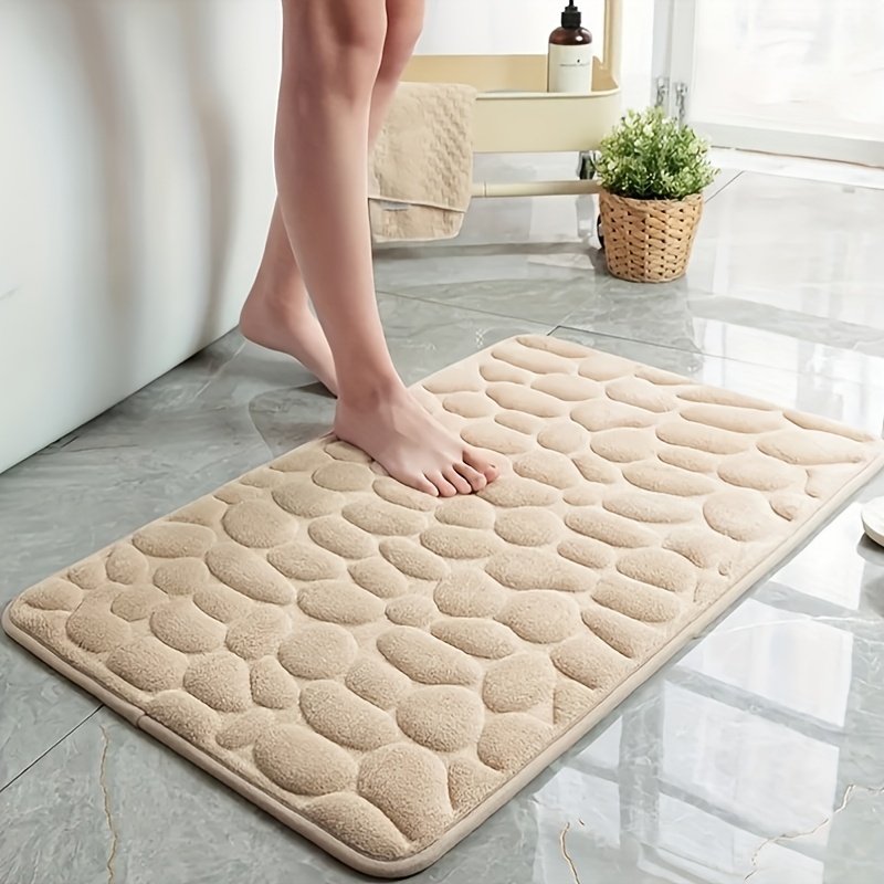 

Coral Velvet Bathroom Mat With Embossed Pebble Design - Absorbent And Slip-resistant Floor Mat For Bathroom And Porch Door