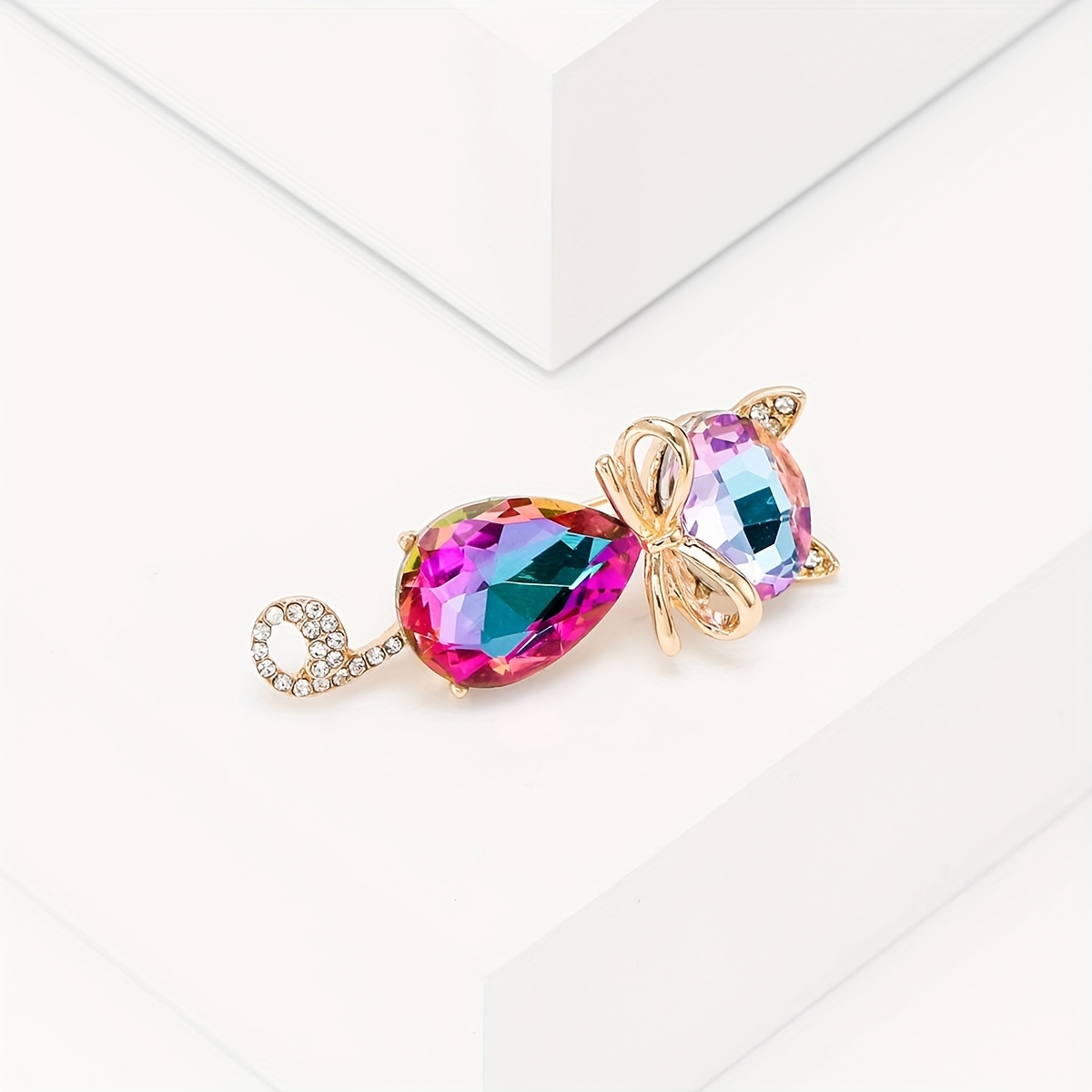 Crystal Cat Shape Brooch, Kitten Waist Pin
