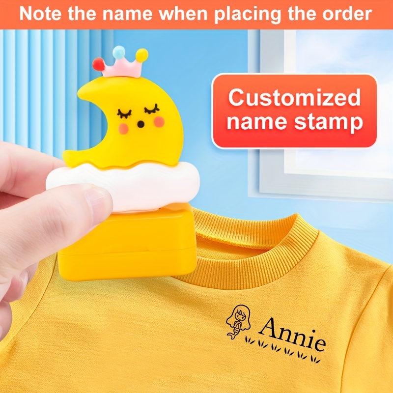 School Set( Yellow Moon Shape Stamp And Stickers)custom Name - Temu