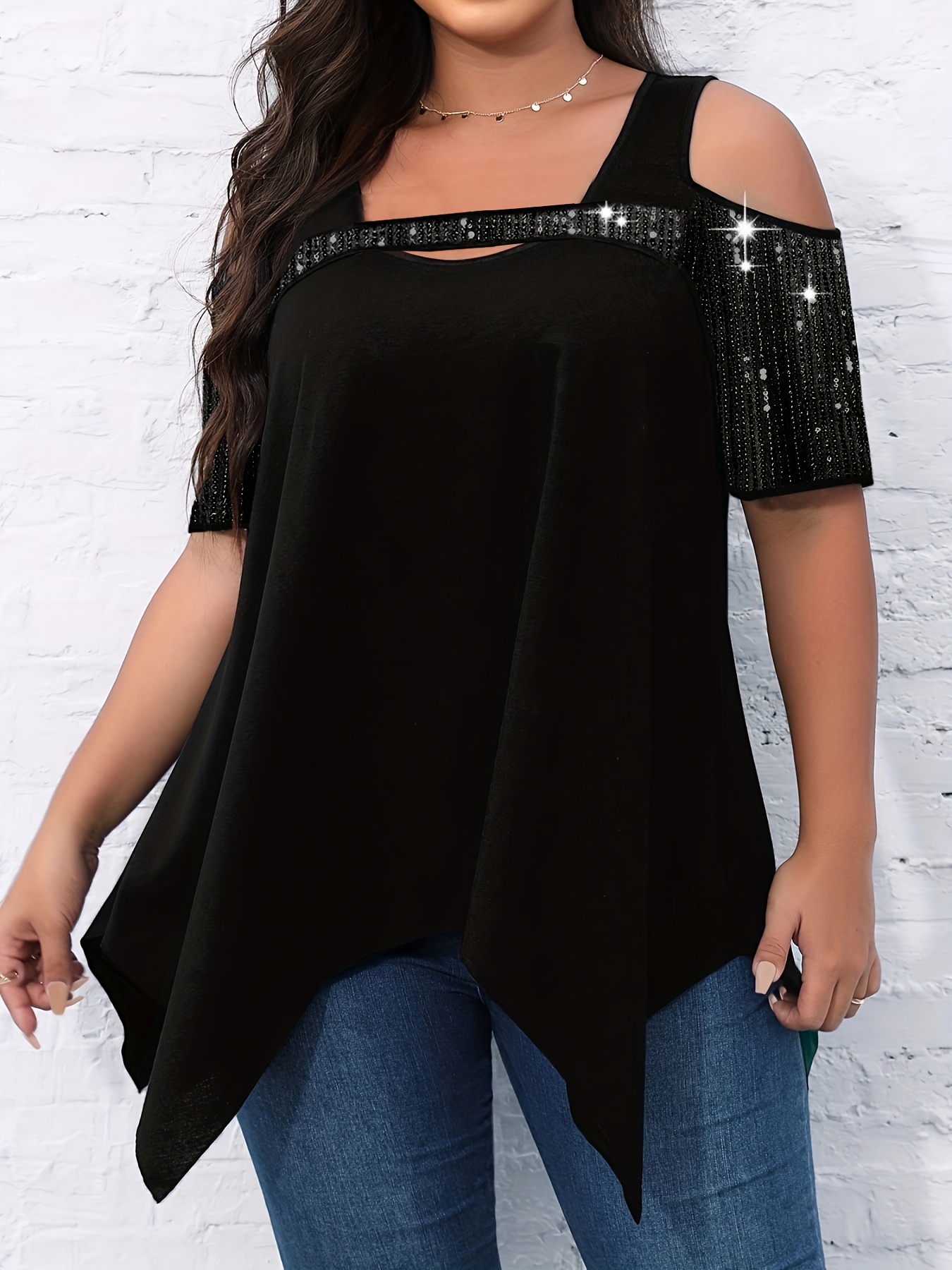 Black cold shoulder discount shirt