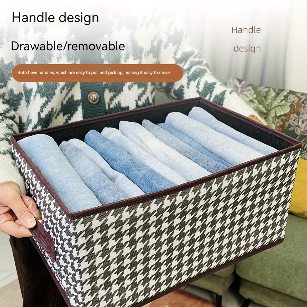   foldable storage organizer multi compartment clothes underwear   with cardboard support for wardrobe organization for spring details 9