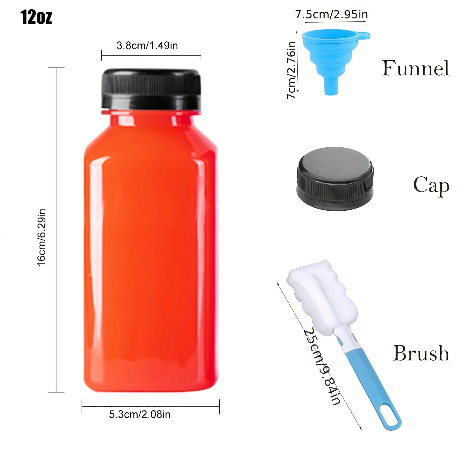  Disposable Juice Container with Caps, 12 Oz Reusable