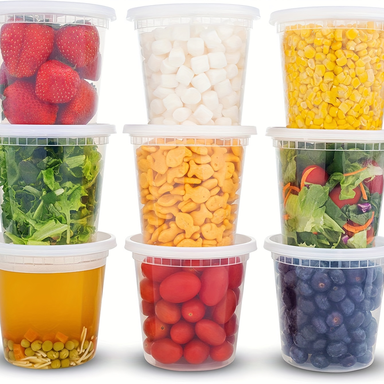 12-pack 8oz/250ml reuseable small plastic freezer storage container jars  with screw lid for food kids baby lunch snacks slime cup, Sturdy  Plastic, BPA Free, Freezer & Dishwasher Safe