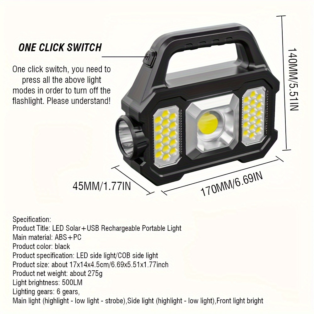 Lampe solaire Portable LED Rechargeable pour Camping - Comptoir des Lampes