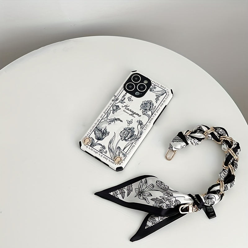 Elegant Vintage Silk Scarf Bracelet Phone Case For Iphone 12/13/11