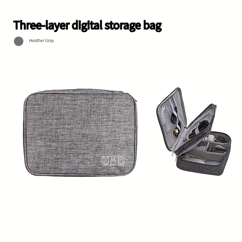 Cable Organizer Bag Electronic Accessories Travel Three-Layer