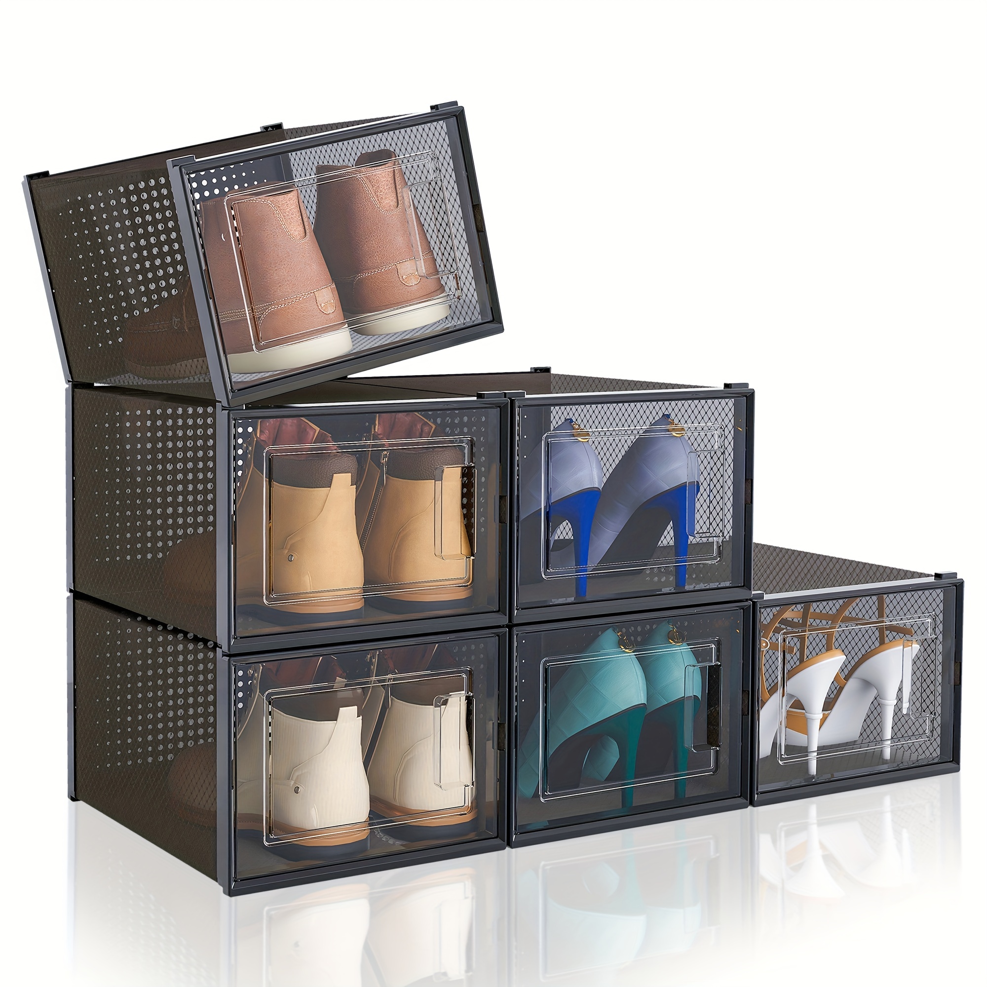 Cajas De Almacenamiento De Zapatos Apilables De Plástico - Temu
