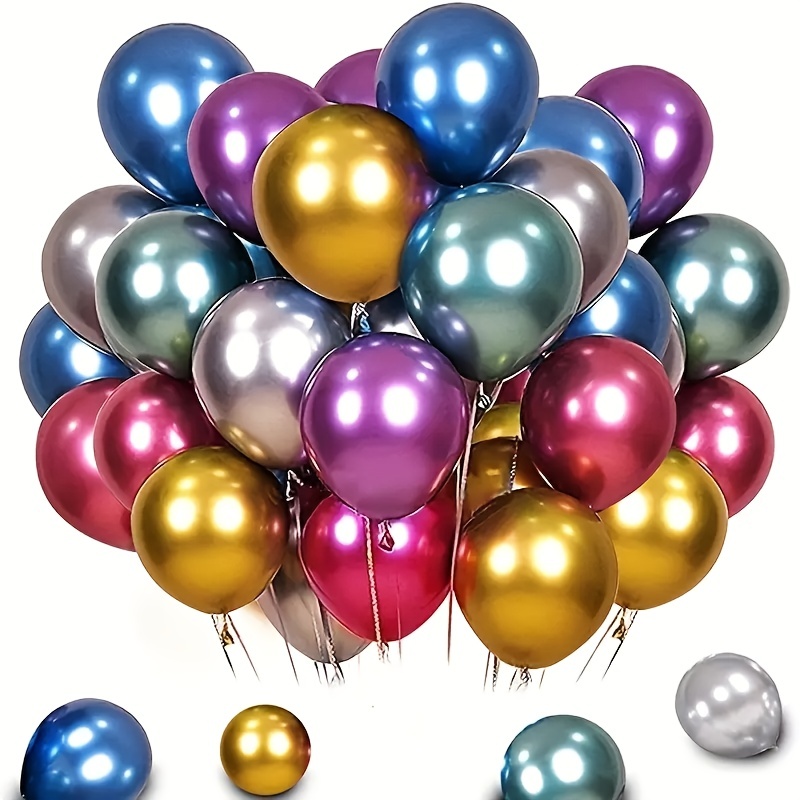Globos metálicos cromados dorados de 5 pulgadas, globos de helio de látex  grueso, arco dorado, 50 unidades para decoración de fiestas de cumpleaños