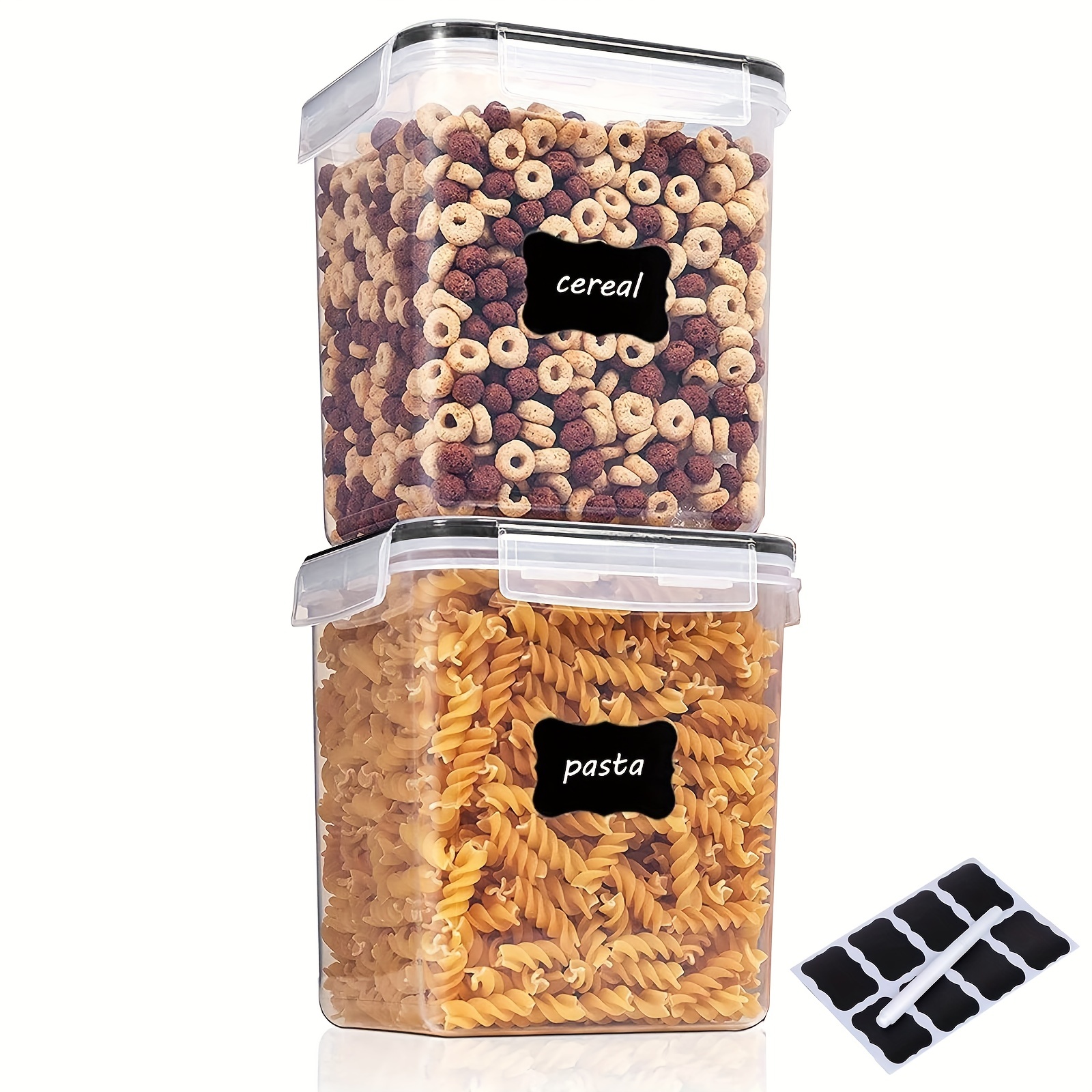 Vtopmart Cereal Dispenser, 4 Pcs Plastic Airtight Food Storage Containers,  for Snacks and Sugar, 84.5 fl oz, SMALL