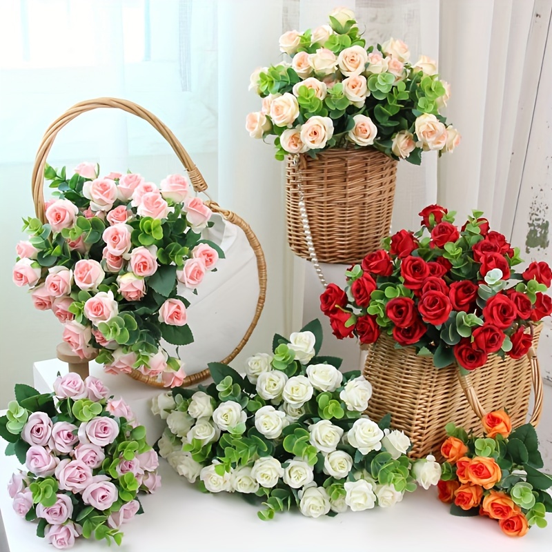 

2 Bundles Artificial Flowers, Silk Roses Faux Decorative Flower, 20 Flowers Artificial Bulk Realistic Fake Flowers For Centerpieces Decor Indoor Outdoor Flowers