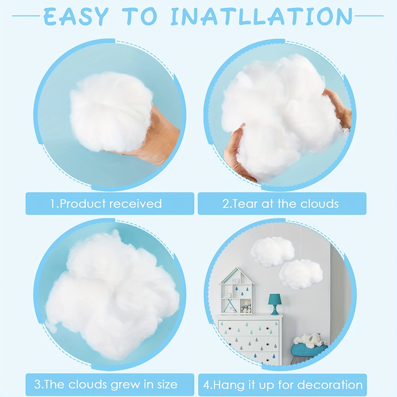 Artificial Cloud Props Imitation 3D Cloud for Ceiling Hanging Decorations  Fake