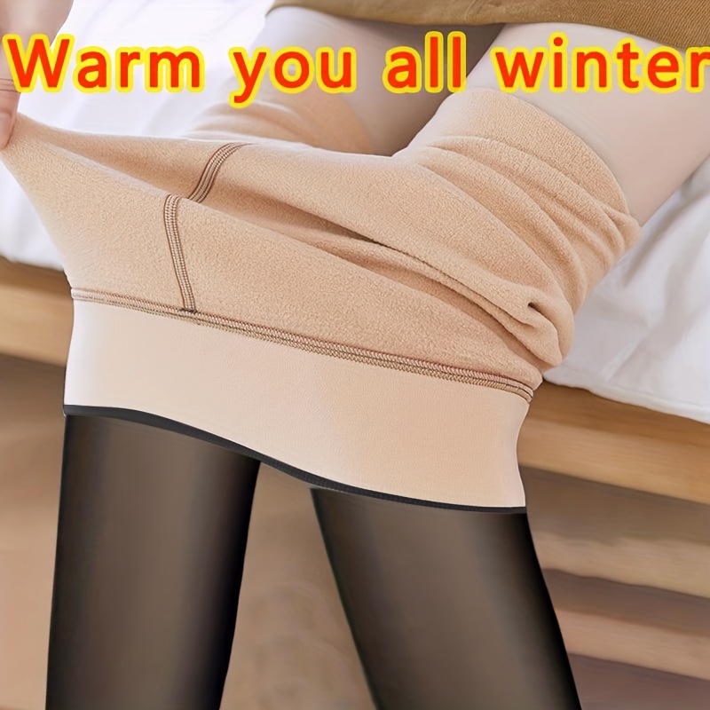 Thick Fleece Lined Warm Leggings Women High Waisted High - Temu Canada