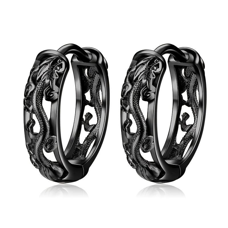 Vintage Hollow Dragon Hoop Cuff Earrings for Men