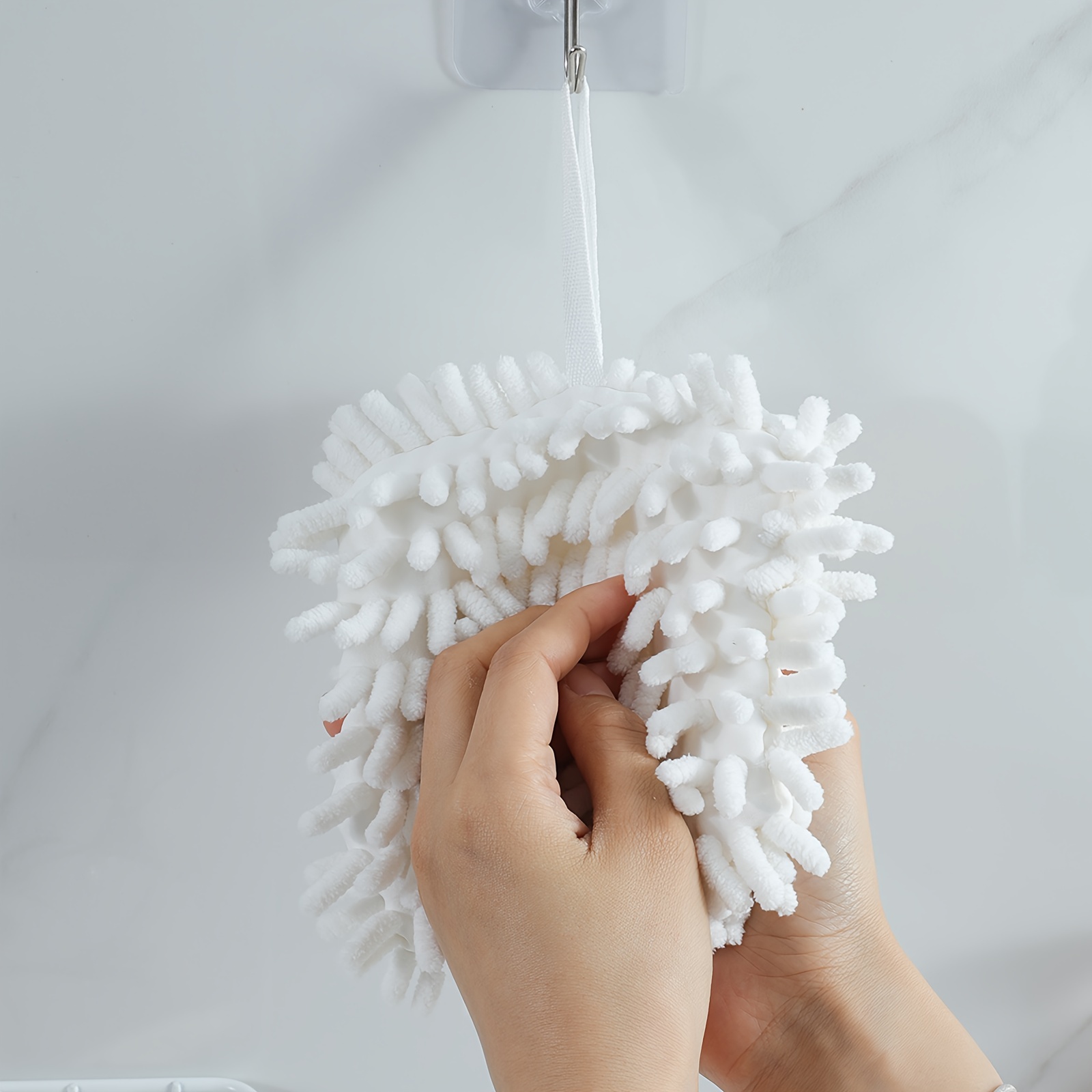 Fuzzy Ball Towel White/gray - Dry Your Hand Instantly Conveniently With  This Creative Bath Towel Decorative