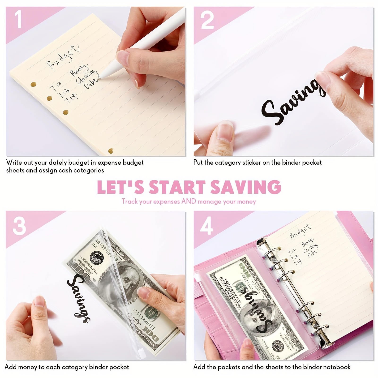 Budget Binder with Zipper Envelopes & Expense Budget Sheets