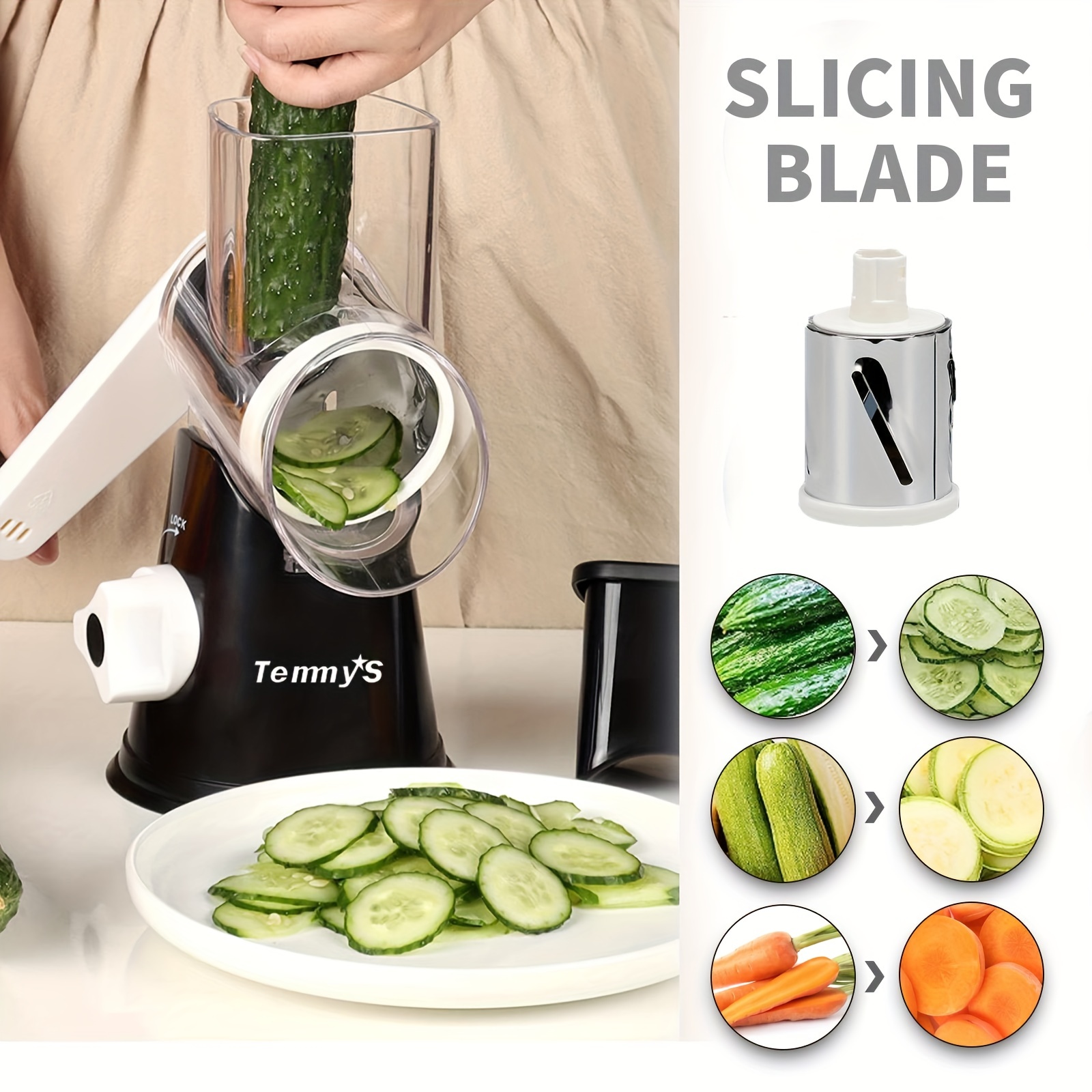 Rotary Grater Cheese Shredder, Round Drum Vegetable Slicer Cutter, Hand  Crank Cutter for Walnuts, Potato, Salad, Nut 