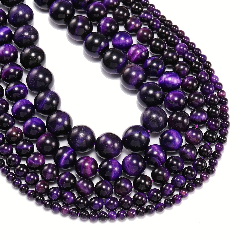 1strand Natural Purple Tiger's Eye Stone Beads For Diy - Temu