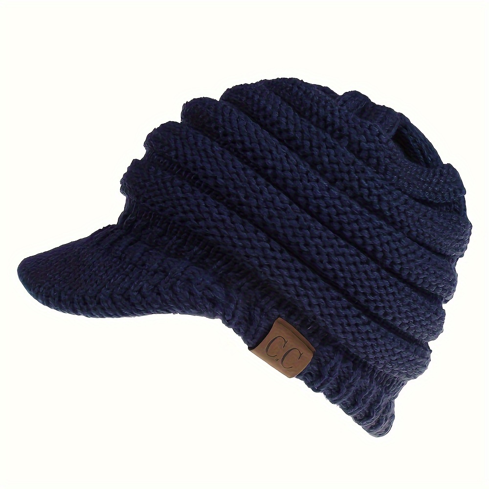Winter Warm Knitted Visor Hat Thick Coldproof Elastic - Temu