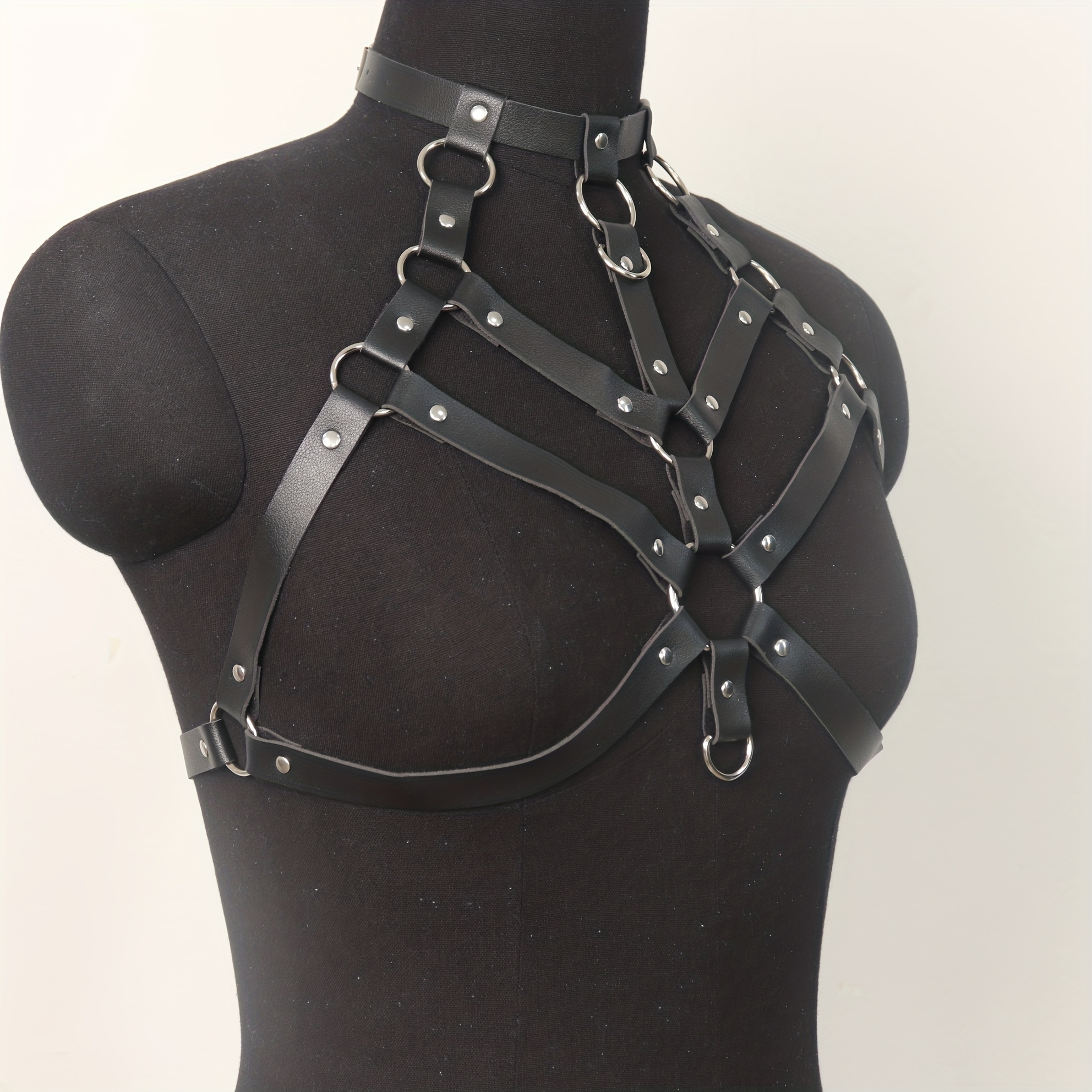 Women Bra Harness Gothic Hollow Pu Leather Body Suspender - Temu Canada