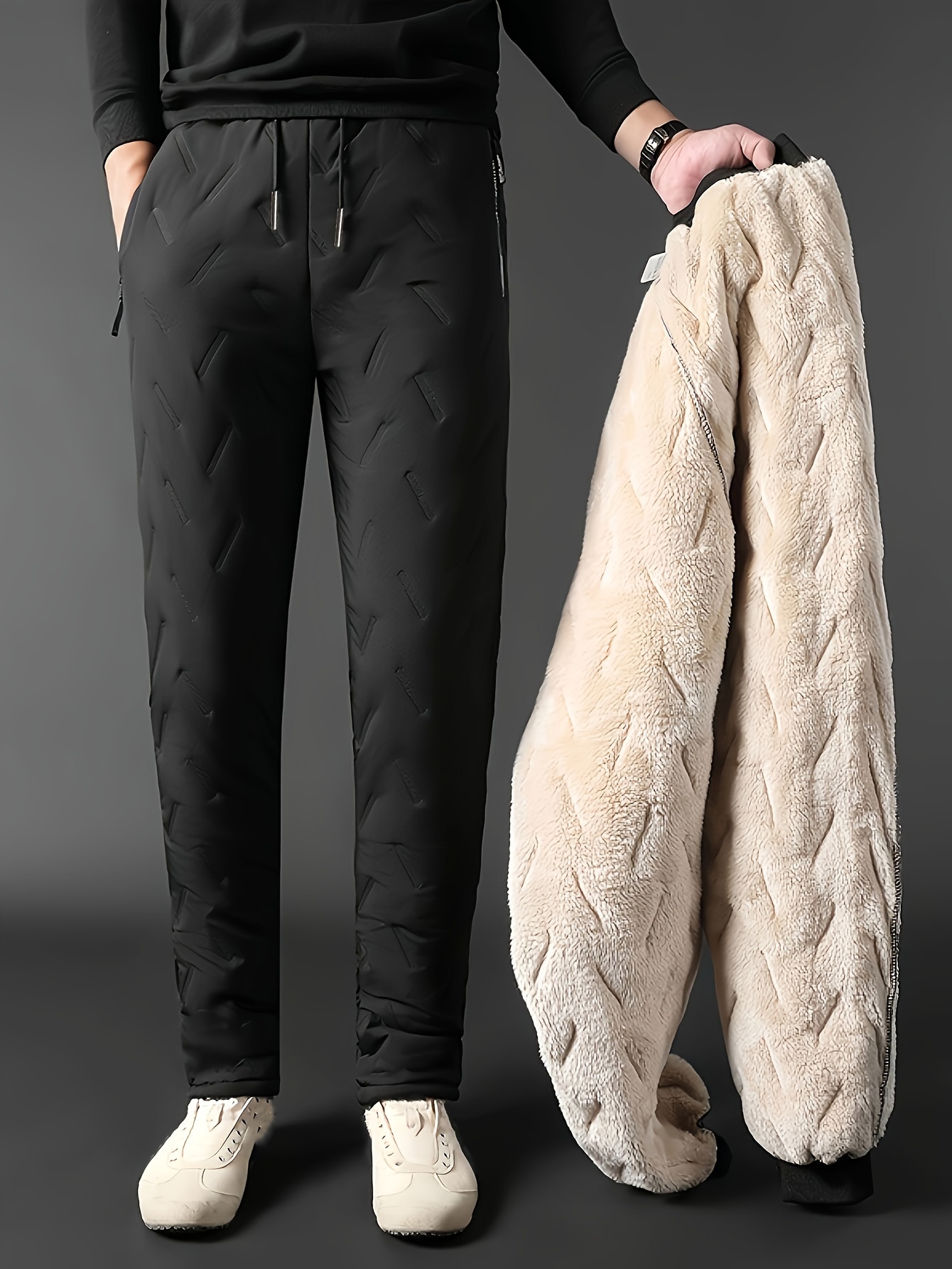 Men's Autumn Winter Plus Fleece Training Sports Pants Pocket - Temu