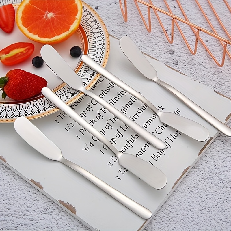2pcs SHAON Stainless Steel Round-Head Butter Knives - Rounded Edge Design for Safe Spreading, Jam, Cheese & Dessert Sandwiches - Durable, Portable Kitchen Utensils for Home & Outdoor Use, Sleek Appearance