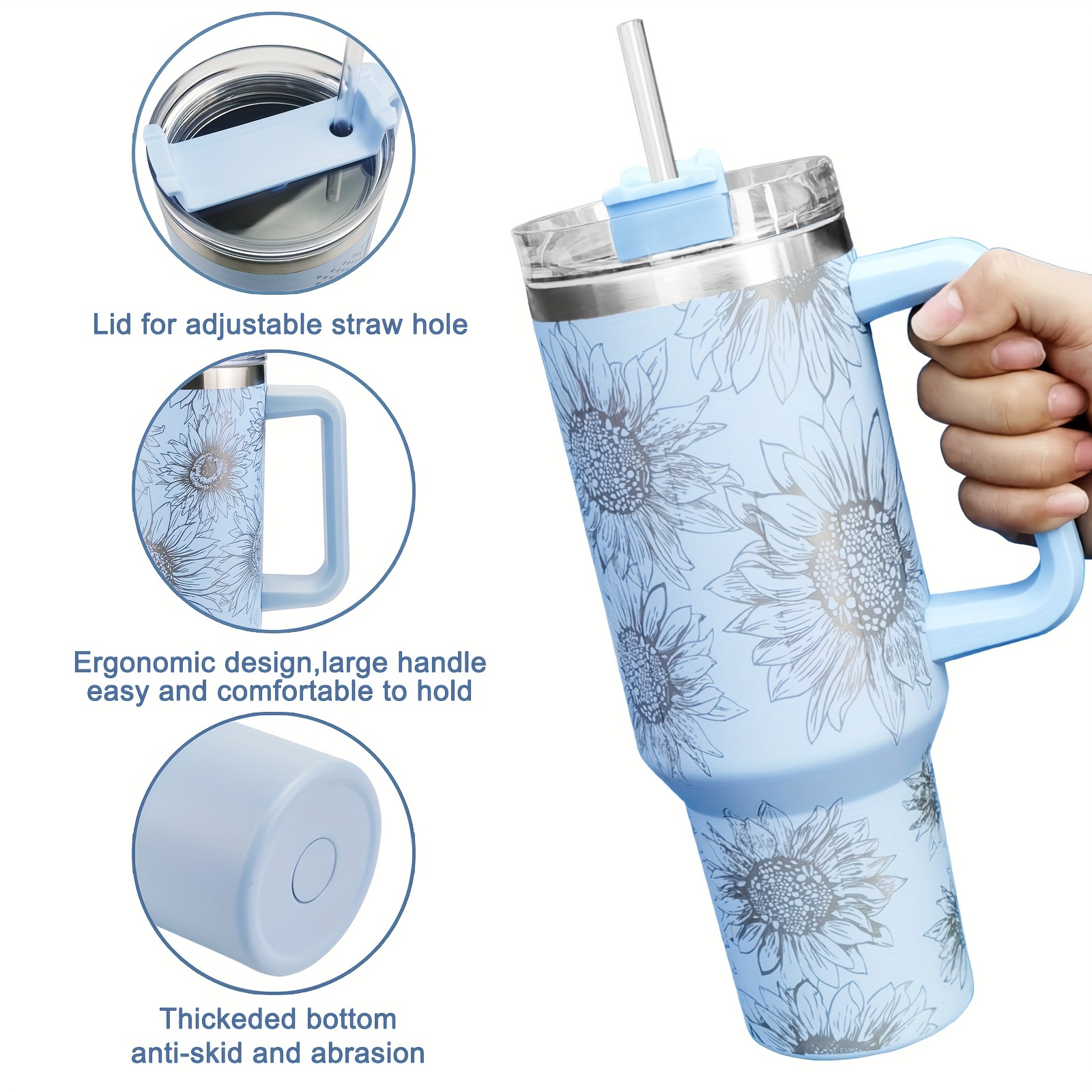 40 oz Adventure Quencher Travel Tumbler with Straw, Stainless Steel Insulated Mug, Maintains Heat Cold Ice for Hours, for Coffee Beer Water Beverages