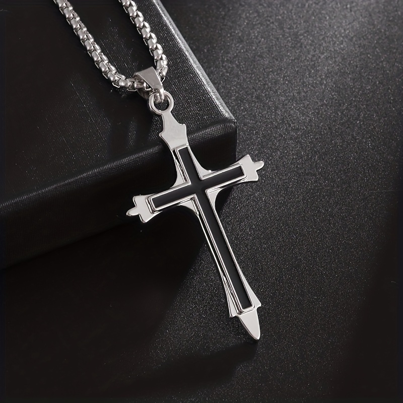 AkoaDa New Stainless Steel Vintage Black Gold Silver Cross Pendant  Lordand#39;S Prayer Bible Necklace 22 Inch For Men Women