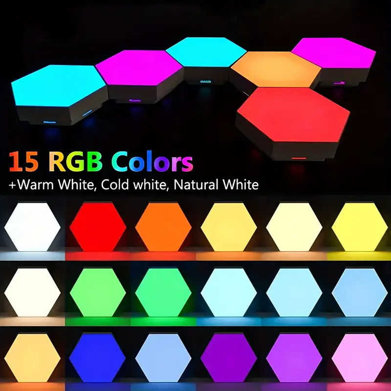 light sound control light smart hexagonal wall light smart application control dual control led light wall panel and usb power supply for office bedroom games room decoration with a variety of bright color mode unlimited creativity make great gifts for yourself and your friends details 6