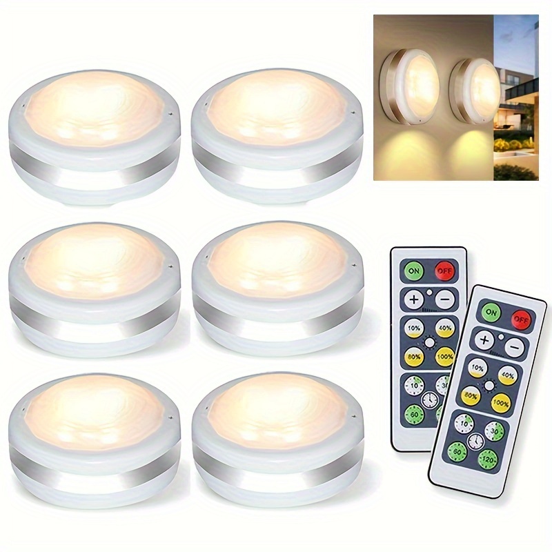 GE Luces LED inalámbricas de disco, paquete de 6, funciona con pilas, 20  lúmenes, luz táctil, luces adhesivas, iluminación debajo del gabinete,  ideal