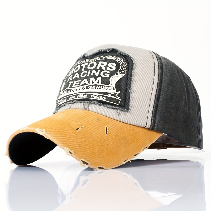 1pc Fashion Motorcycle Graffiti Washed Baseball Baseball Hat, Dad Hats Men Print Cotton Adjustable Snapback Caps Summer Hip Hop Sun Dad Hat,Casual