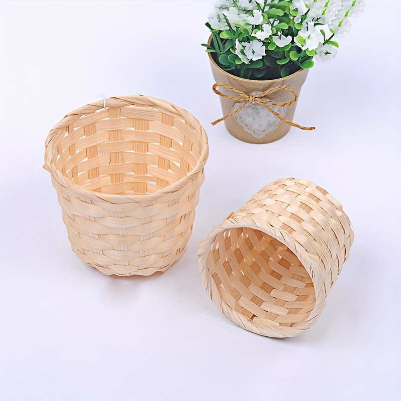 Designer Basket Is Decorated With Flowers. Wicker Basket For