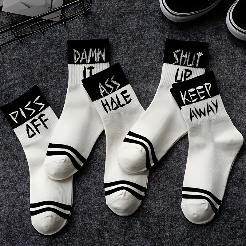 5pairs Men's Print Athletic Ankle Socks