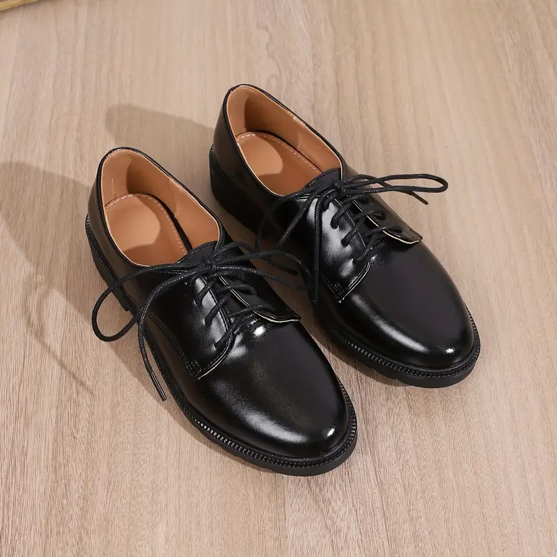 womens lace up loafers all match black flat commuter shoes casual business work shoes details 5
