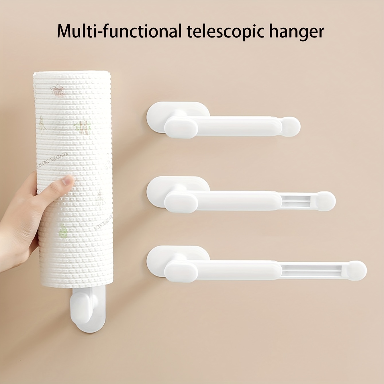 1pc White Multifunctional Traceless Hook Without Drilling, L