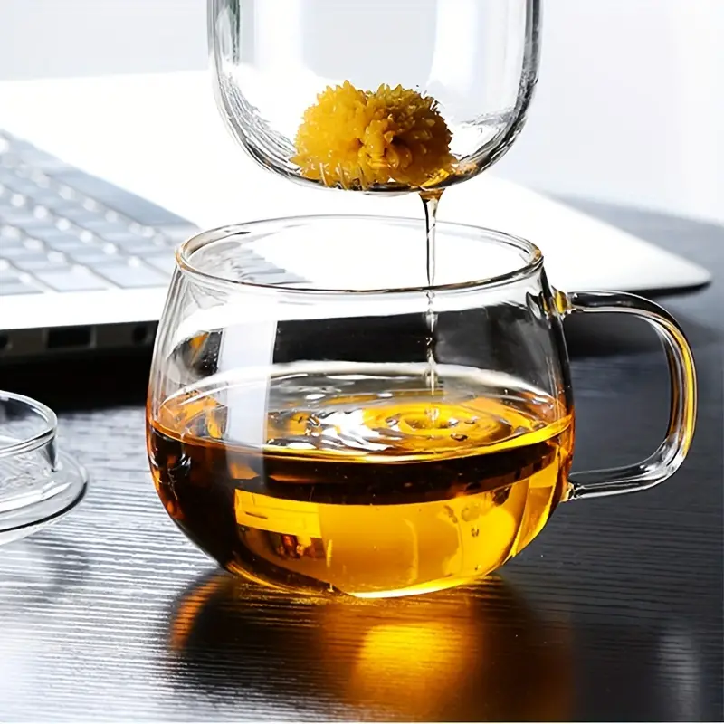 Heat Resistant Tea Cup With Infuser And Lid - Can Be Used In