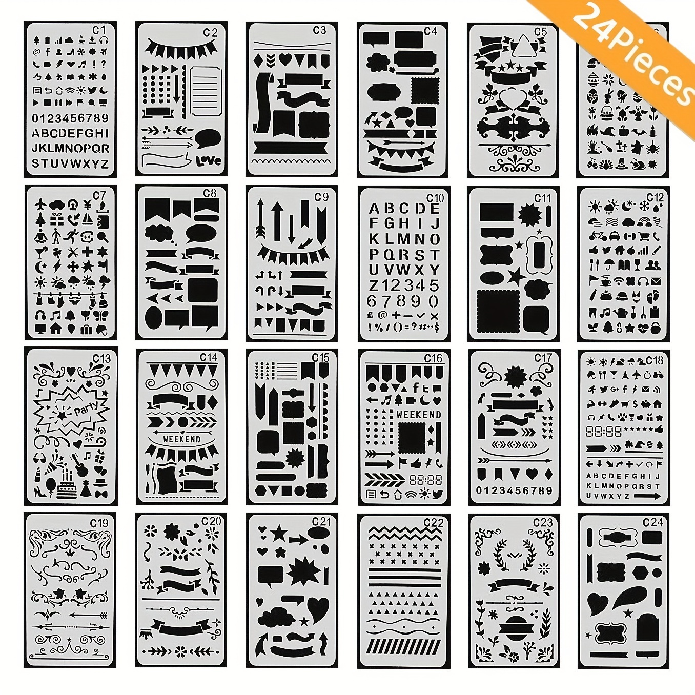 30 Pcs Journal Stencils Planner Stencils Plastic Ultimate Productivity Dot Journal  Stencils DIY Drawing Templates Set for Journal Notebook Scrapbook Christmas  Cards Decor, 4 x 7 Inch (Stylish Style)