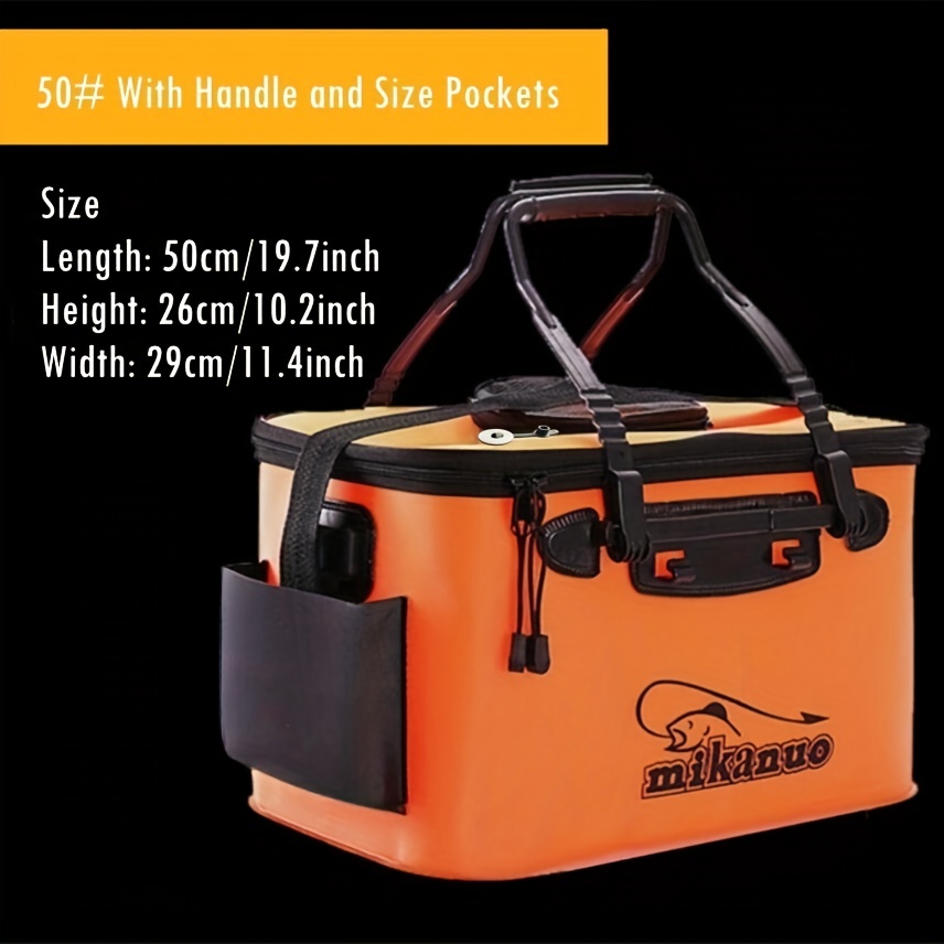 Fishing Bag, 23L/30L/38L, Foldable Fishing Tray, Multi-Purpose Fish Bucket  for Live Fish and Bait, Fishing Container for Outdoor Use and Camping, EVA  Material (38L, Orange) : : Sports & Outdoors