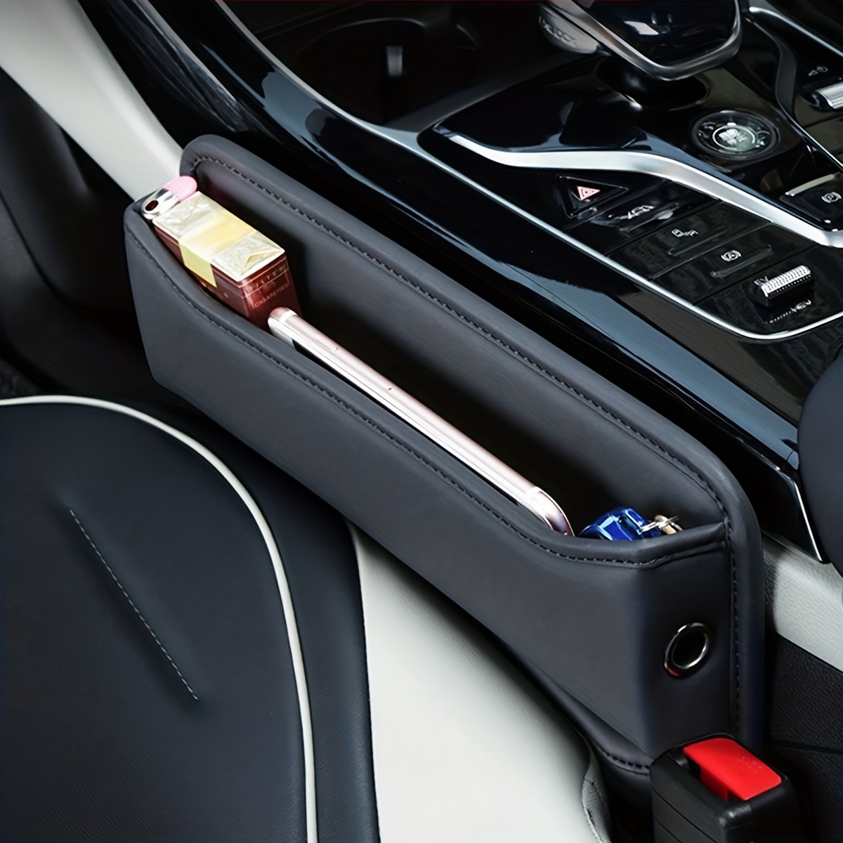 Car Accessories Car Seat Storage Box Pu Leather Car - Temu