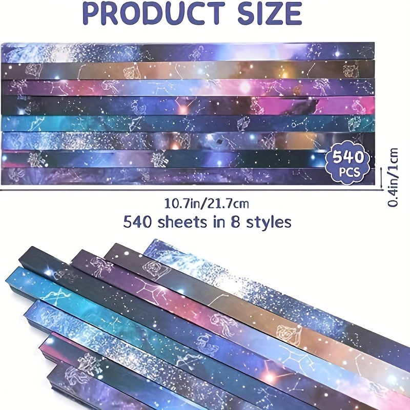 540pcs Lucky Star Origami Paper Strips Galaxy, 8 Different Designs Of  Beautiful Outer Space Starry Sky For Art Diy Crafts Supplies, Pastel Star  Folding Paper