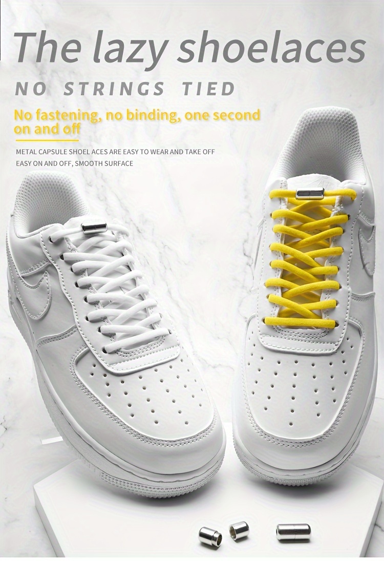 1Pair No Tie Elastic Shoelaces, Adjustable Elastic Shoe Laces, Tieless Laces With Metal Buckles For King's Day