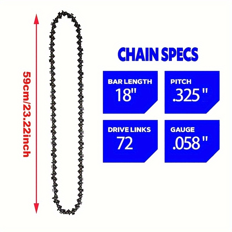 Chaîne pour tronçonneuse - 72 maillons - pas de 0.325 pour guide de 45 cm.