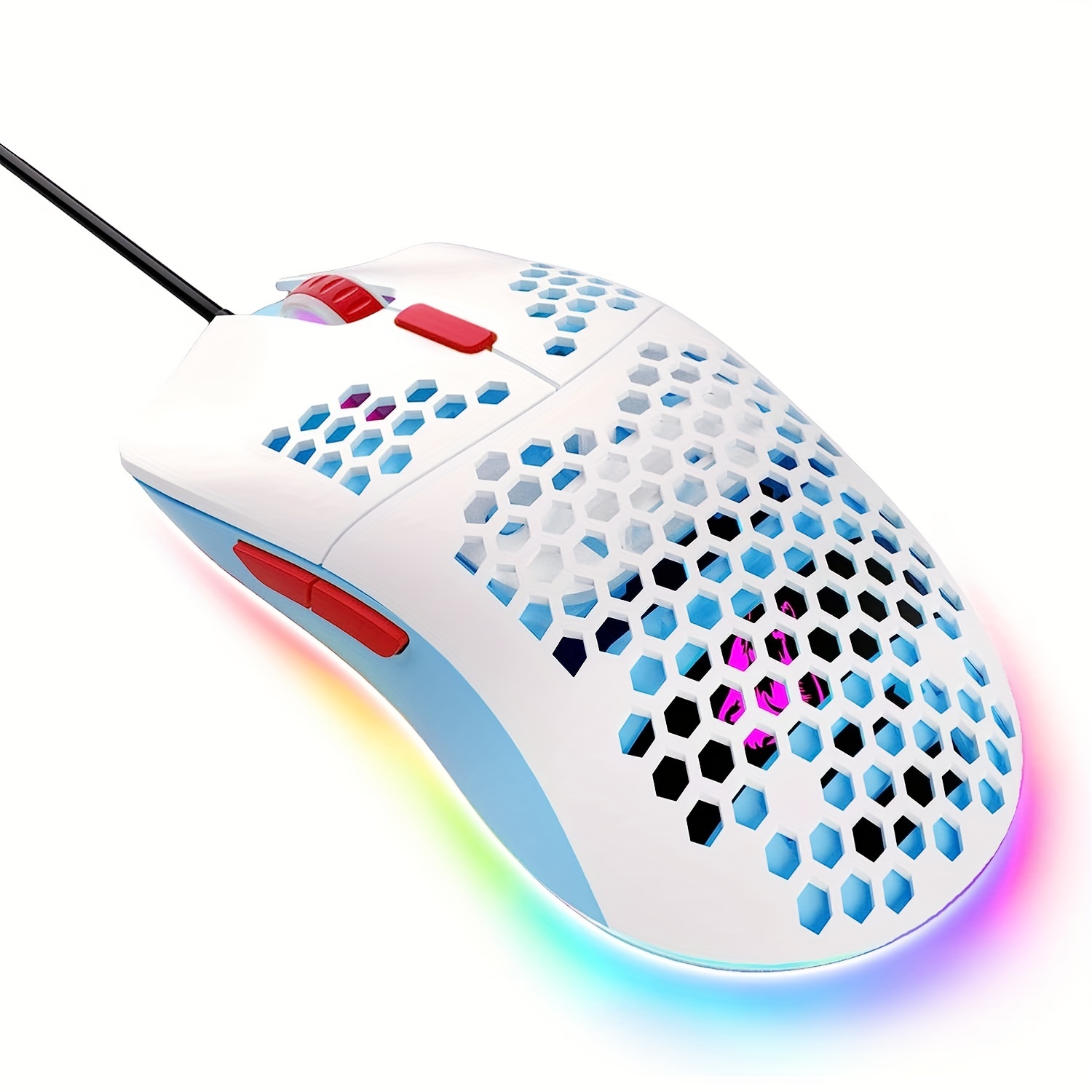 Wireless Gaming Mouse, Rechargeable USB Mouse with 6 Buttons 7 Changeable  LED Color Ergonomic for PC Computer Laptop Gaming Players