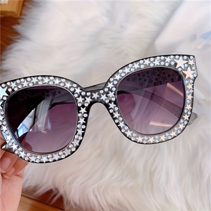 Cat eye acetate sunglasses with outlet stars