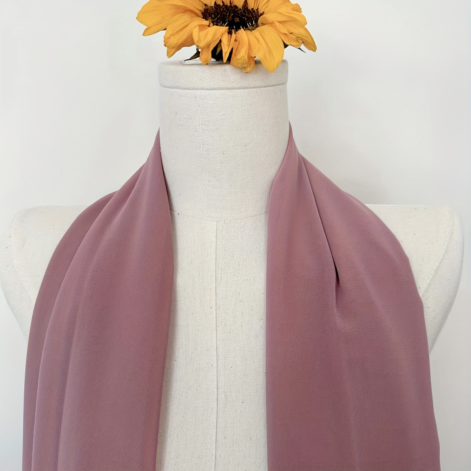 2pcs Soft Chiffon Scarf & Inner Cap Set Solid Turban Head Wrap Shawl