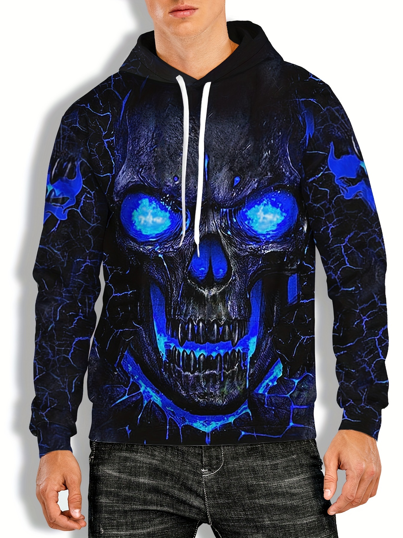 Halloween Series Hoodies Men Intimidating Skull Print Hoodie - Temu