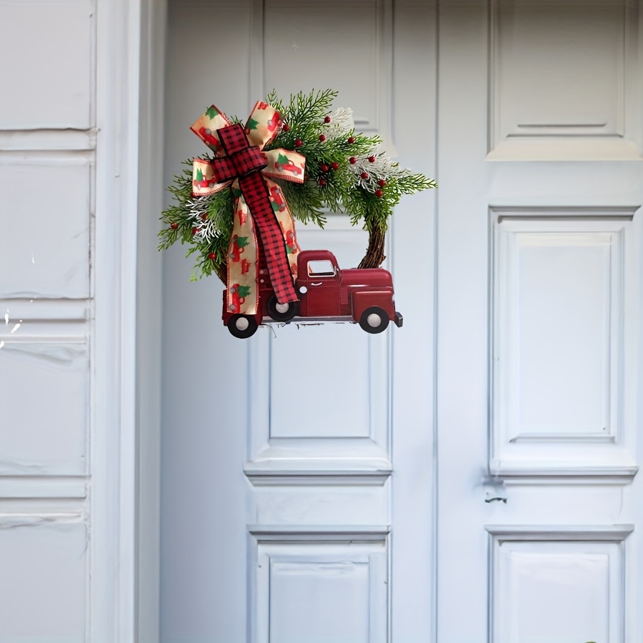 Dropship 1pc Christmas Red Wagon Wheel Wreath, Front Door Reusable