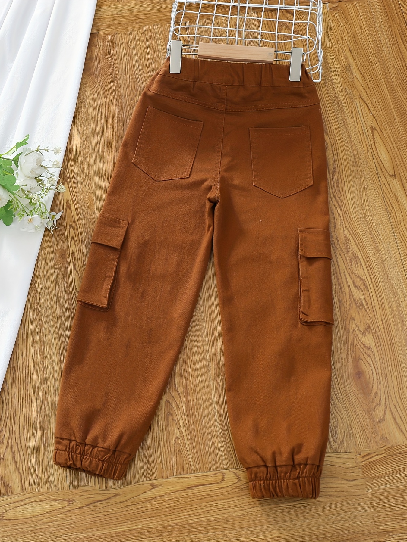 Boys Flap Pocket Cargo Trousers Elastic Waist Cotton Casual - Temu