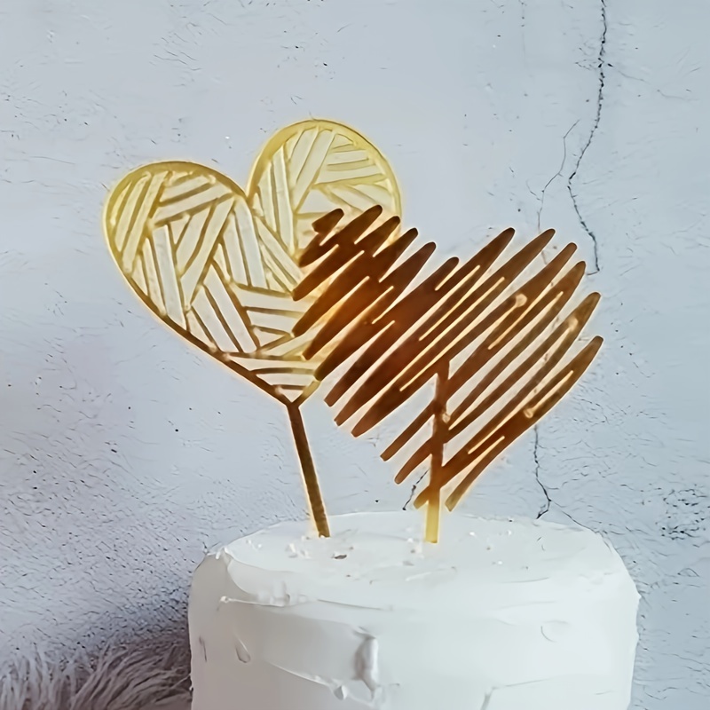 Gold Heart Cake Topper with Metal Leaves - Be Something New