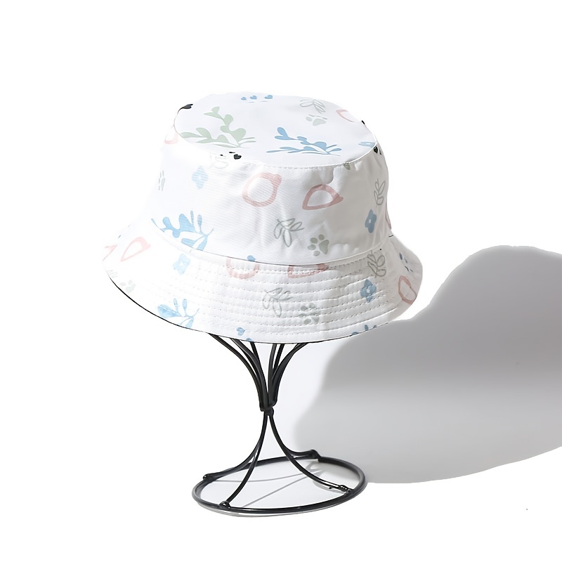 White Cute Travel Print Hat, Men's 1pc Bucket Hat Summer Hat,Casual,Temu